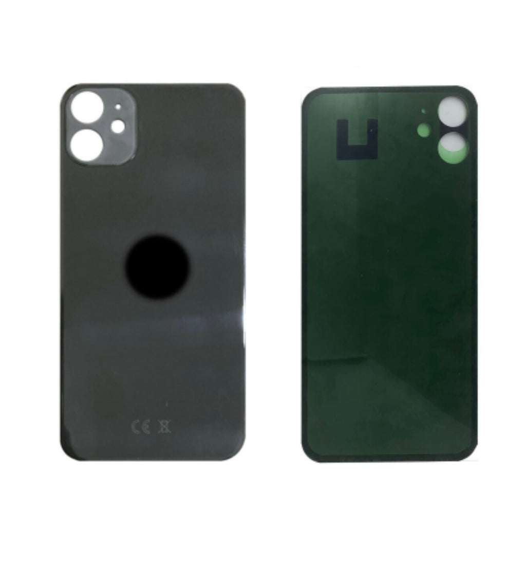 BACK COVER + ADESIVO FORO LARGO APPLE IPHONE 11 SCOCCA COPRIBATTERIA POSTERIORE BLACK NERO