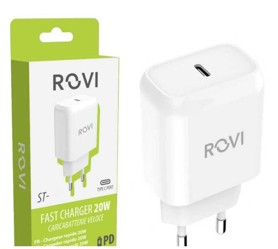 ROVI CaricaBatterie Da Rete ST860 20W USB-C Fast Charger Power Delivery | Bianco