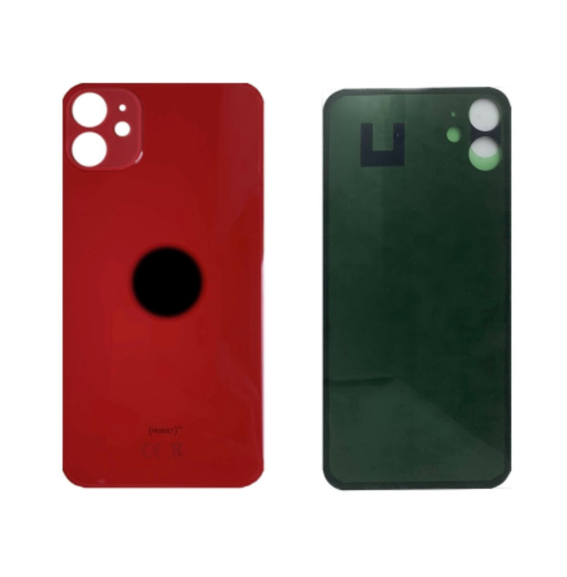 BACK COVER + ADESIVO FORO LARGO APPLE IPHONE 11 SCOCCA COPRIBATTERIA POSTERIORE RED ROSSO