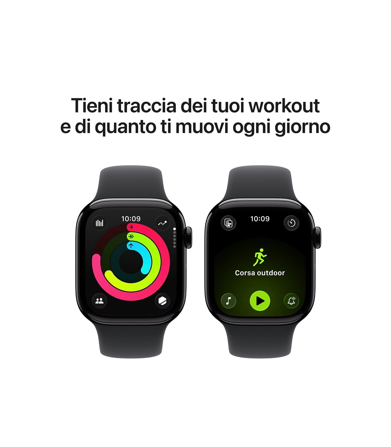 APPLE Watch Series 11 GPS, Cassa 42 mm in alluminio Jet Black con Cinturino Sport nero - S/M