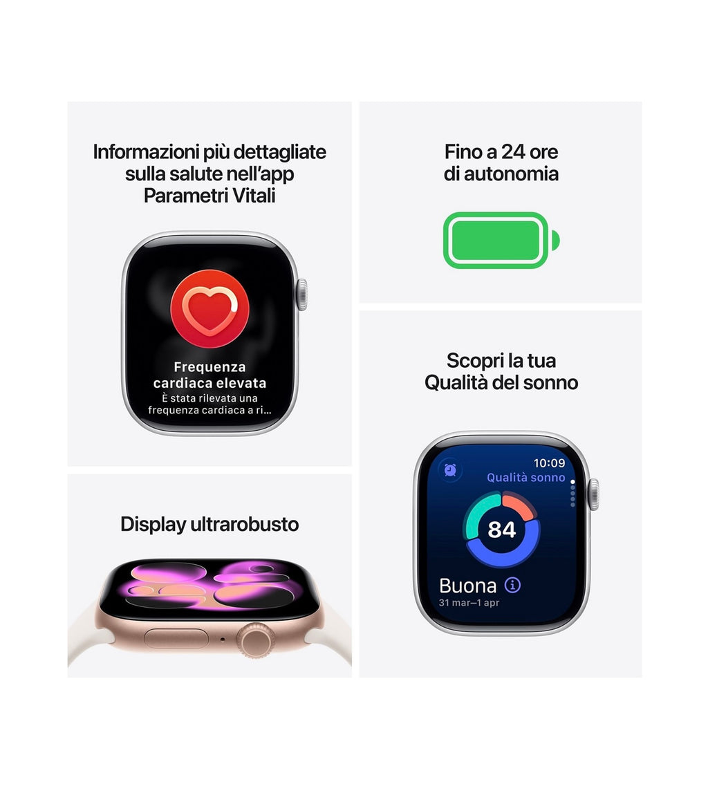 APPLE Watch Series 11 GPS, Cassa 42 mm in alluminio Jet Black con Cinturino Sport nero - S/M