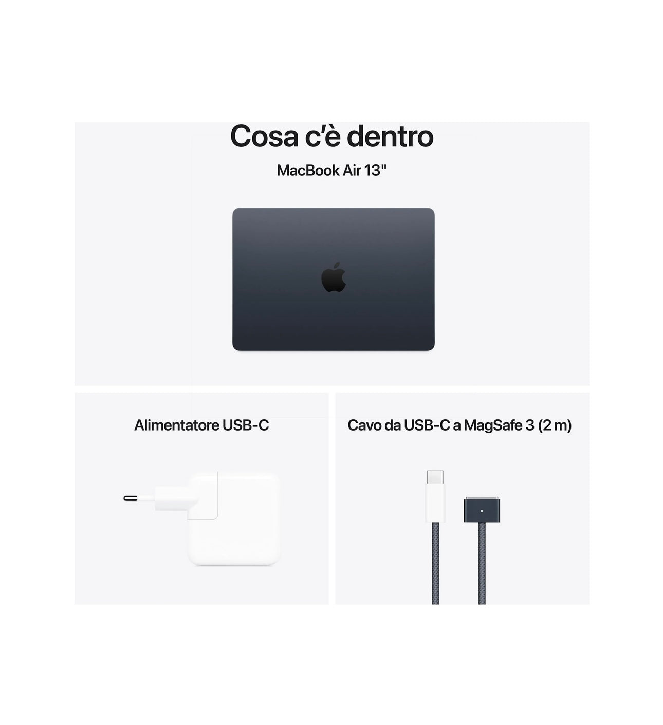APPLE MacBook Air 13'', Chip M4, 10 CPU 8 GPU, 16GB, 256GB, Mezzanotte