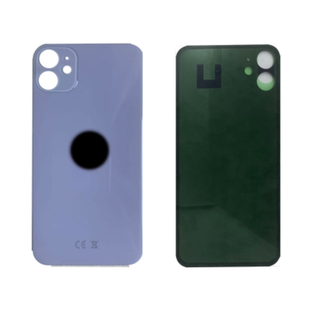 BACK COVER + ADESIVO FORO LARGO APPLE IPHONE 11 SCOCCA COPRIBATTERIA POSTERIORE LILLA VIOLA