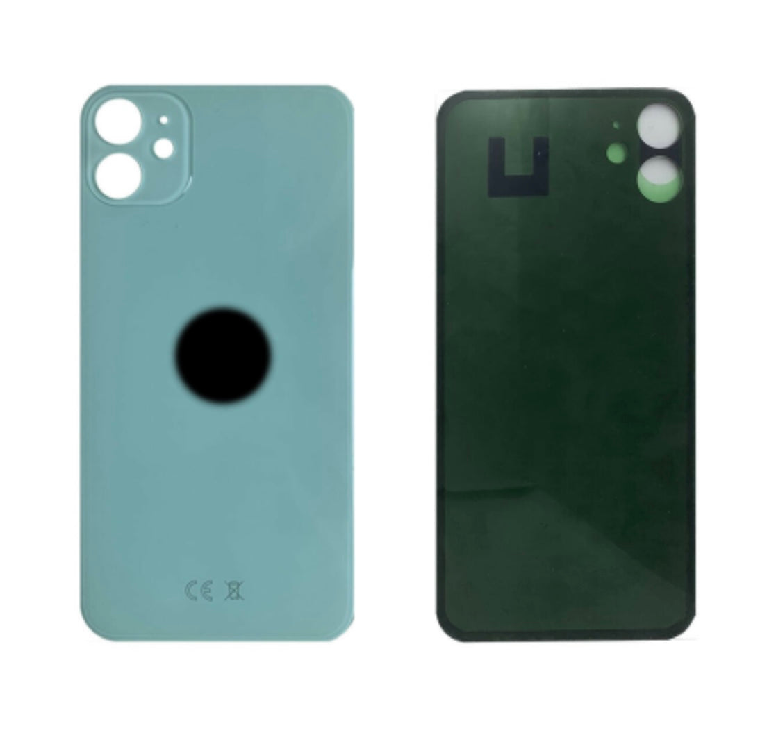 BACK COVER + ADESIVO FORO LARGO APPLE IPHONE 11 SCOCCA COPRIBATTERIA POSTERIORE GREEN VERDE