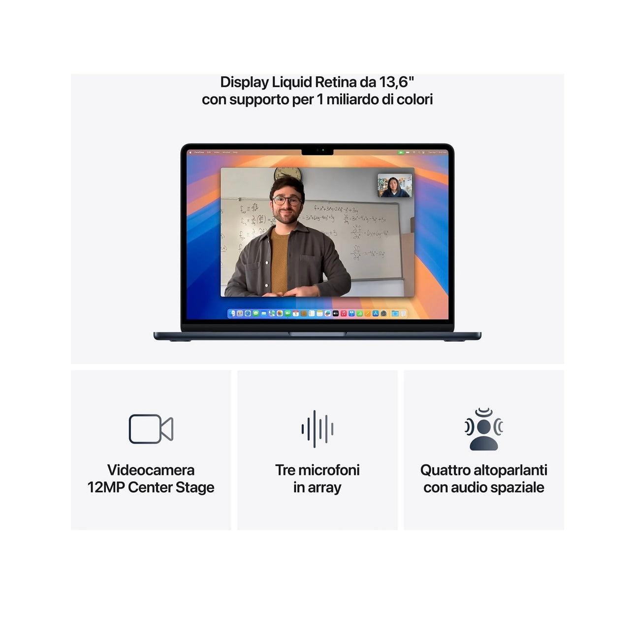 APPLE MacBook Air 13'', Chip M4, 10 CPU 8 GPU, 16GB, 256GB, Mezzanotte