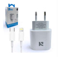 NCC CaricaBatterie Da Rete 20W USB-C Set Con Cavo Da USB-C A Lightning | CD-0501 C-L Bianco