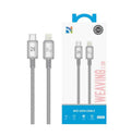 NCC Cavo di Ricarica da USB-C a Lightning 36W Intrecciato
con Case in Alluminio SC XC-0712 | 1.2M Light Grey